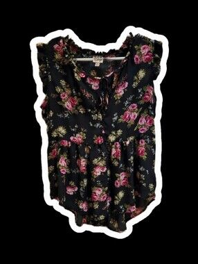 Floral Sheer Sleeve-less Blouse Leightweighy